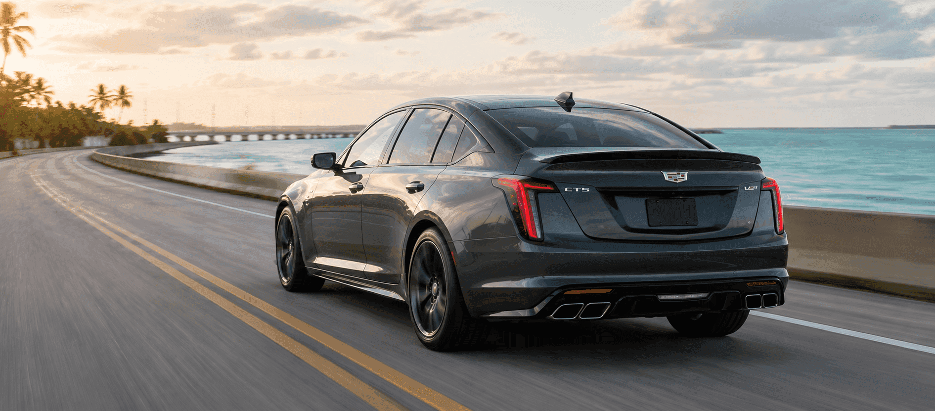 2026 Cadillac CT5 V-Series Blackwing performance sedan on a Florida Keys road