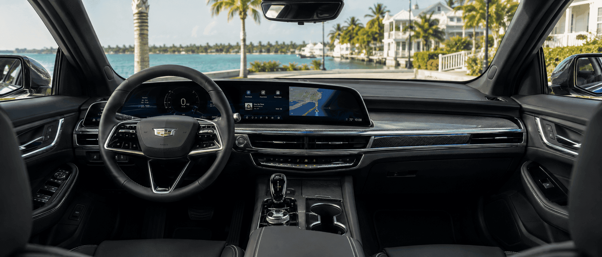 2026 Cadillac CT5 luxury sedan on a coastal road near Key West, Florida