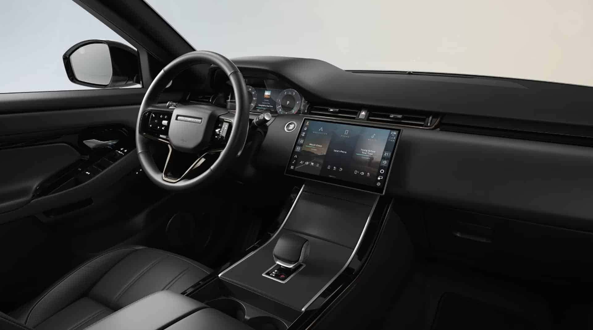 2026 Range Rover Evoque S interior with Pivi Pro screen.