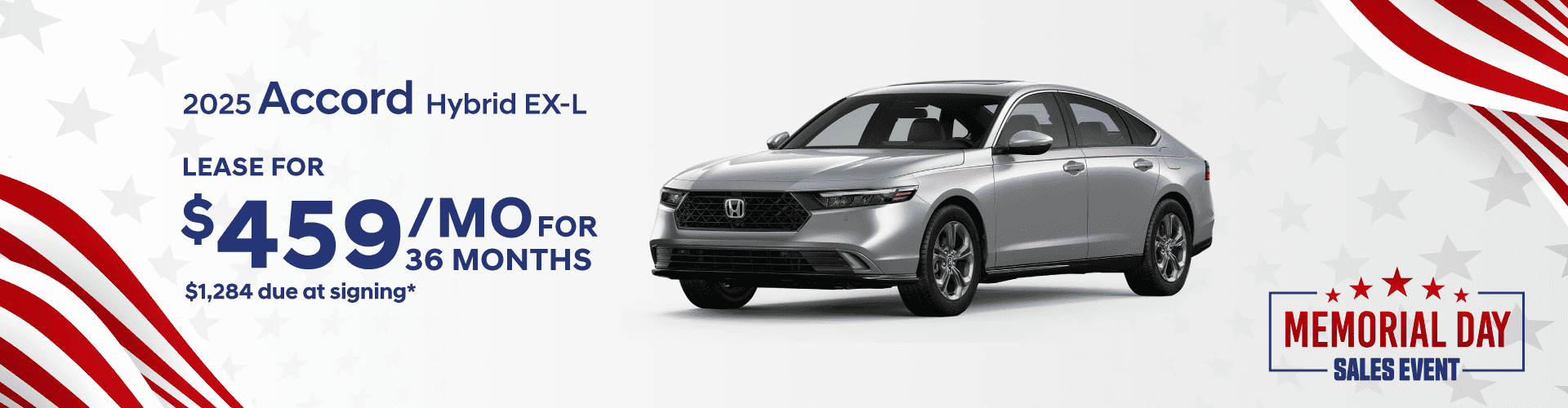 2025 Accord Hybrid EX-L : Lease for $459 per month for 36 with $1,284 due at signing -