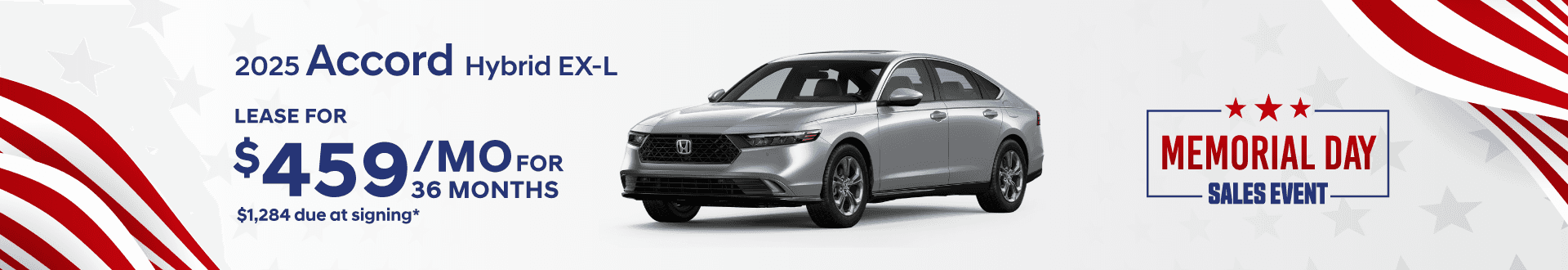 2025 Accord Hybrid EX-L : Lease for $459 per month for 36 with $1,284 due at signing -
