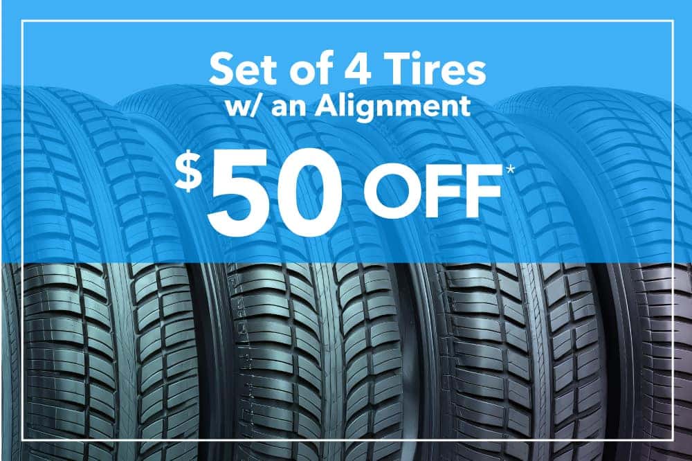 $50 off set of 4 Tires with an Alignment