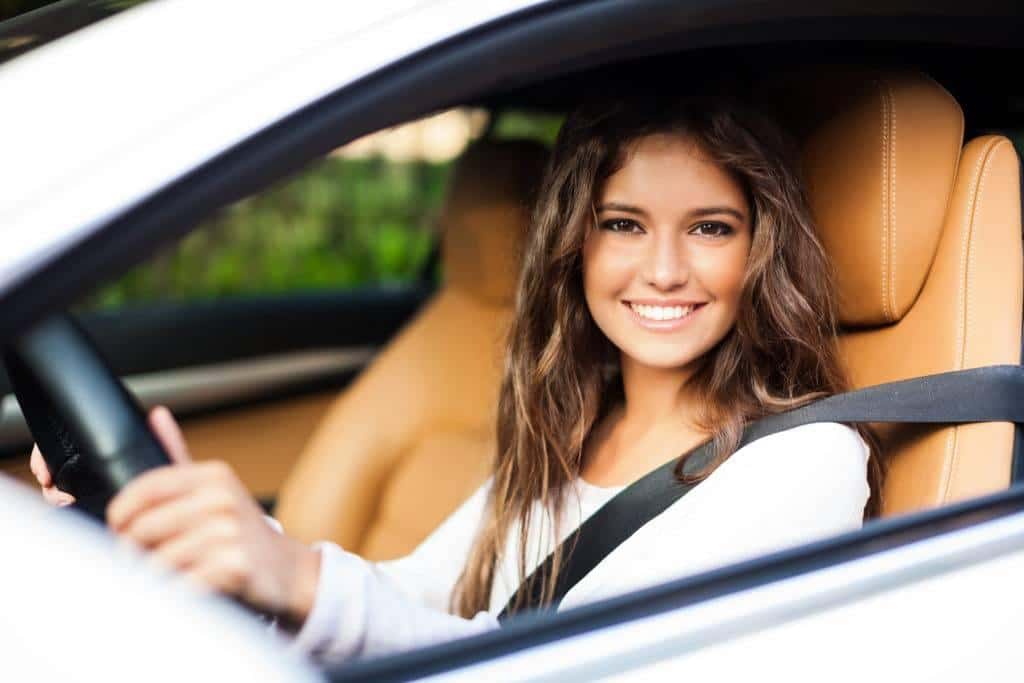 Woman driving her car