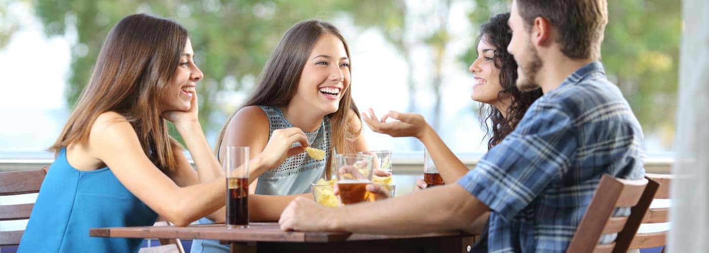friends dining outside together