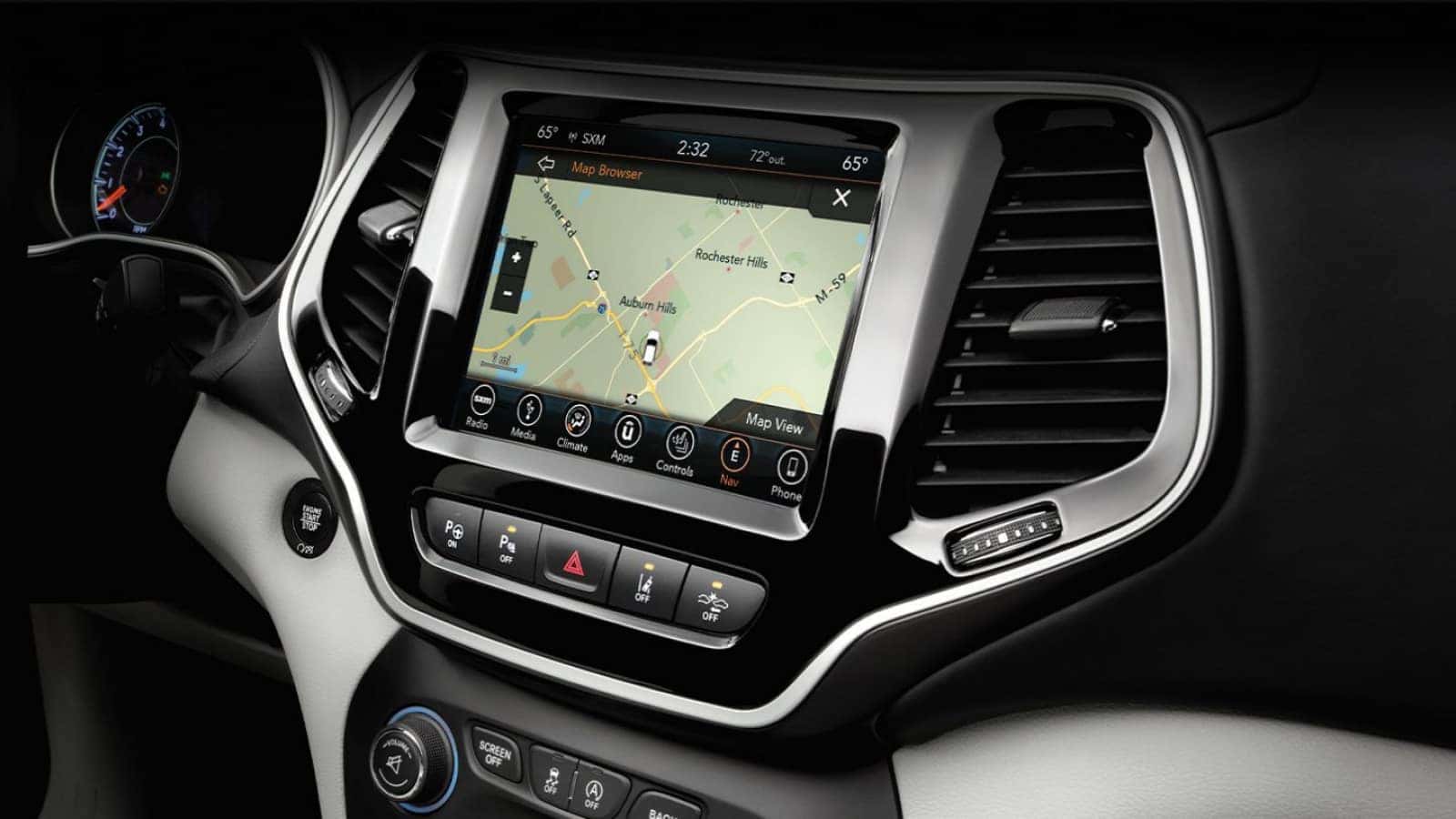 Touchscreen display inside the 2020 Jeep Cherokee