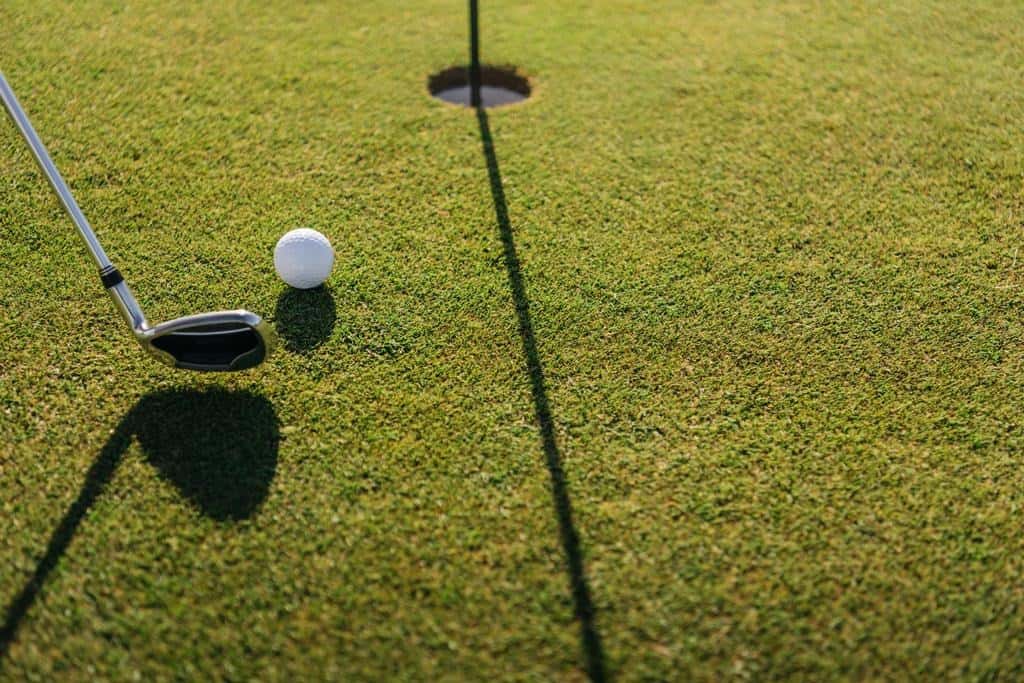 Putting a golf ball at a golf course