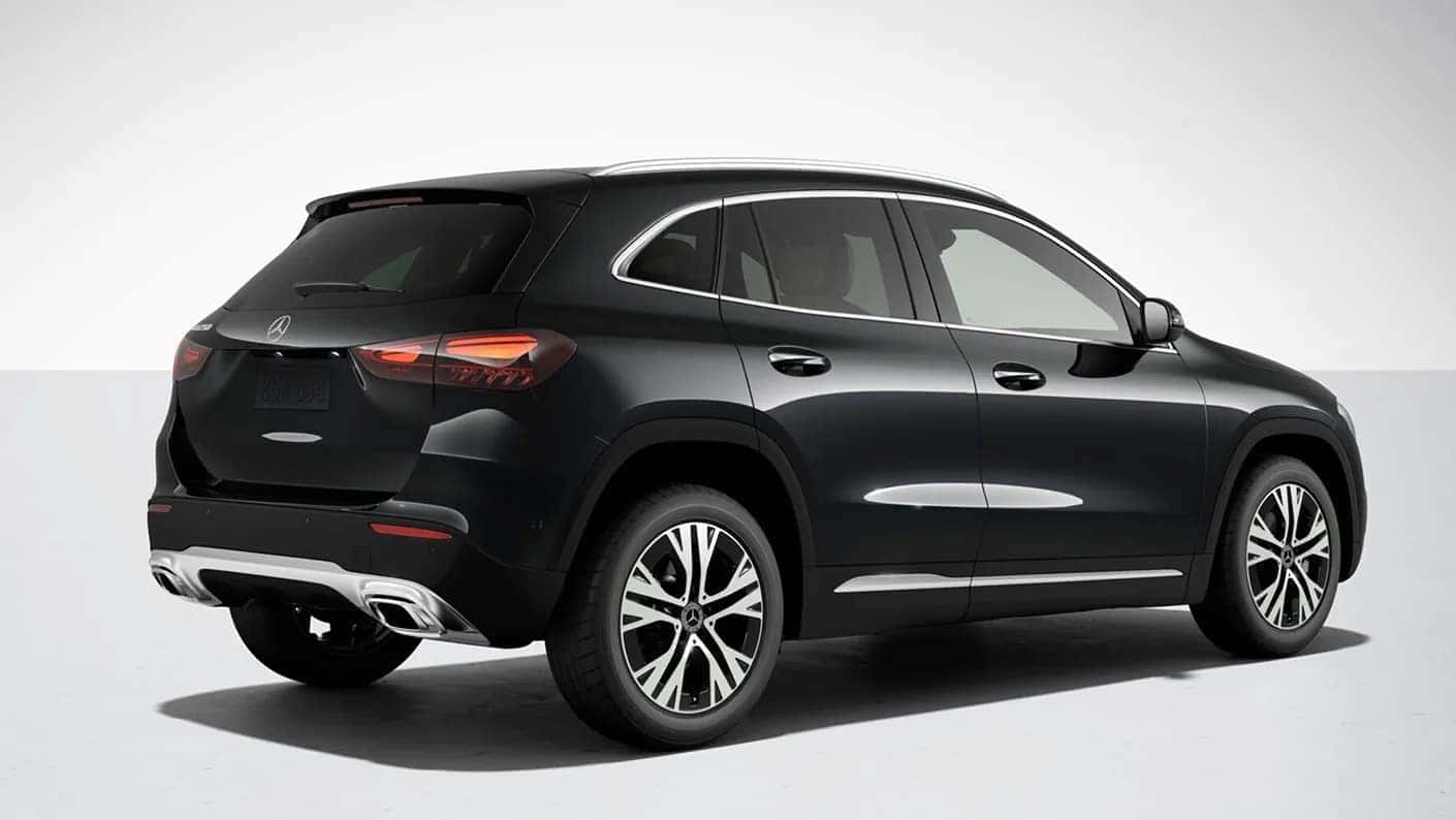 Exterior view of a black 2025 Mercedes-Benz GLA SUV