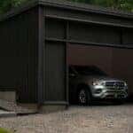 Mercedes-Benz parked in a garage
