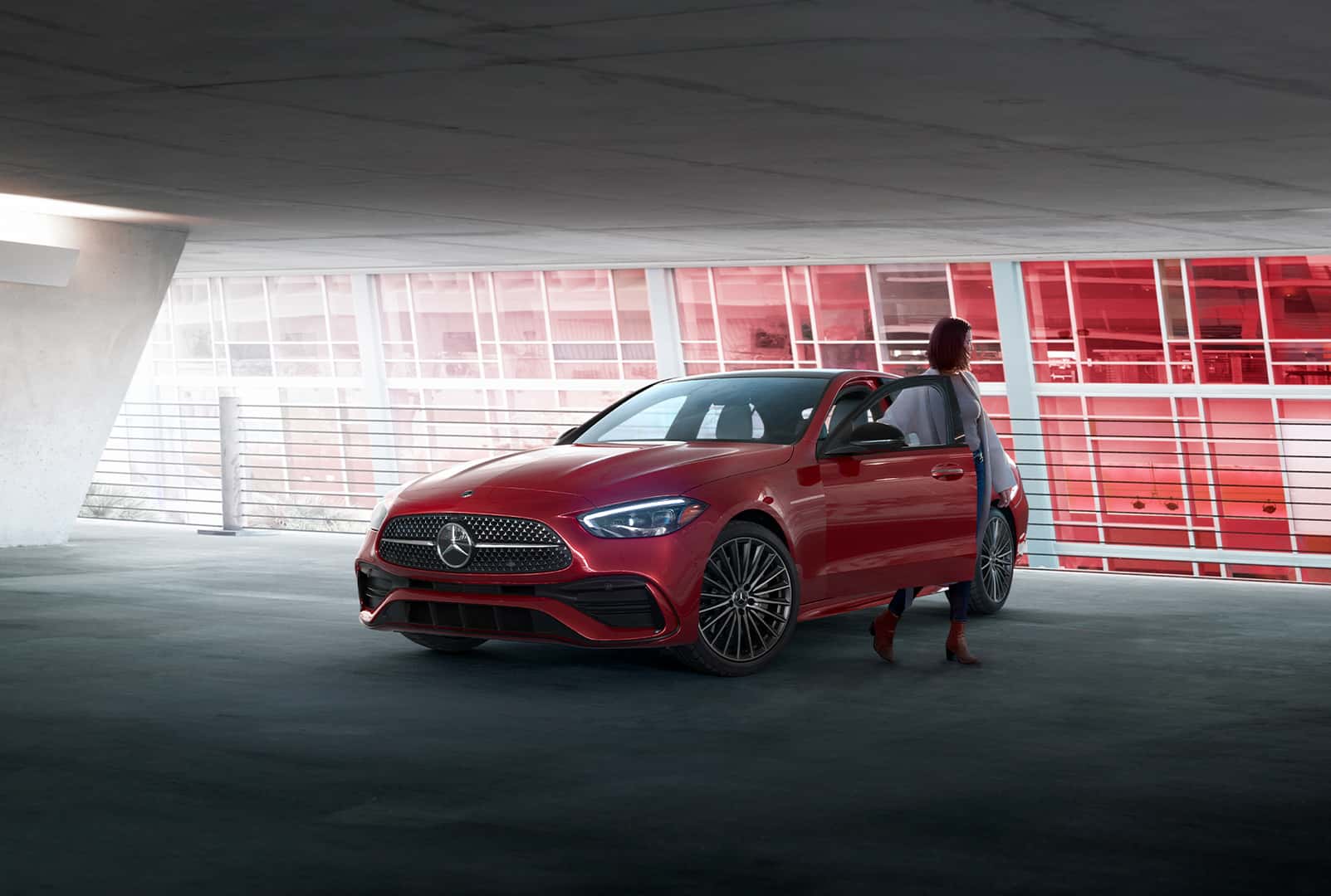 Red Mercedes-Benz C300 Sedan
