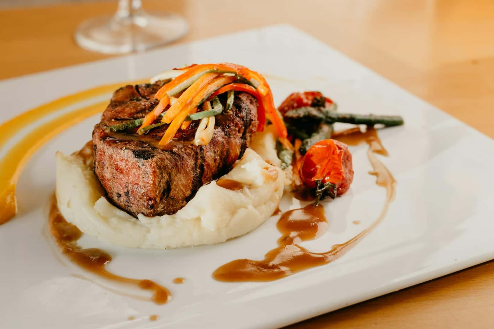 Elegant plated steak dinner at a Birmingham restaurant