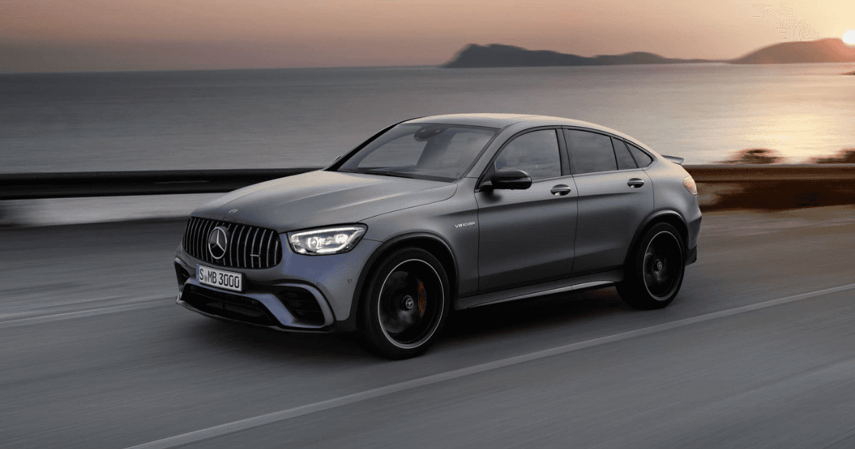 Mercedes-AMG GLC 63 S Coupe driving by the ocean