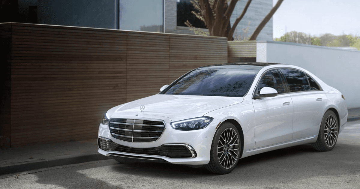 White Mercedes-Benz S-Class parked on the street
