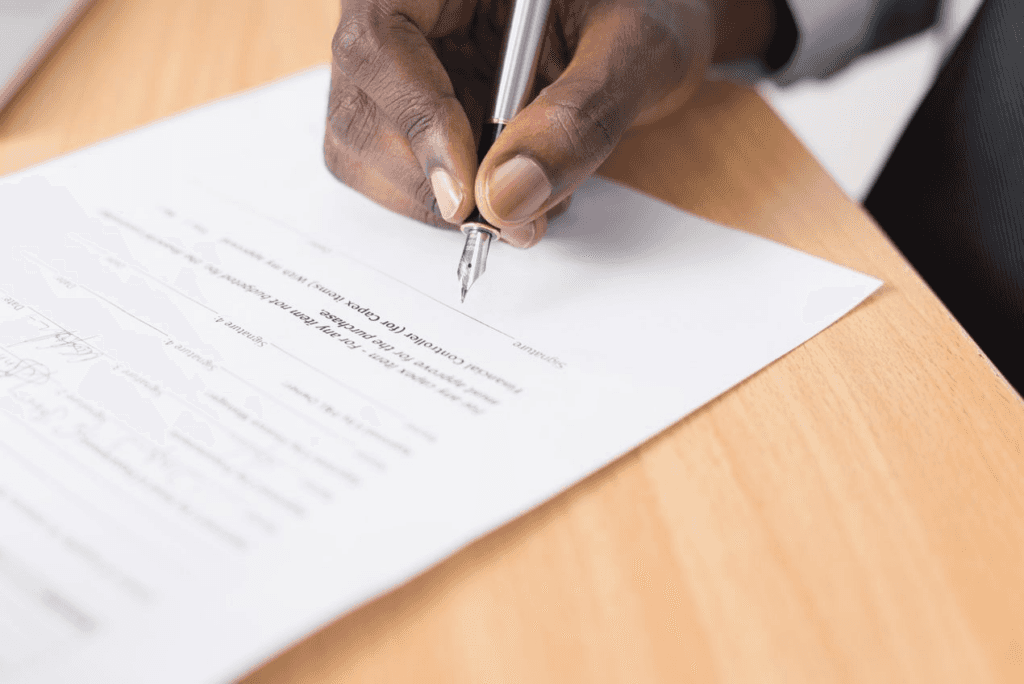 Signing lease paperwork