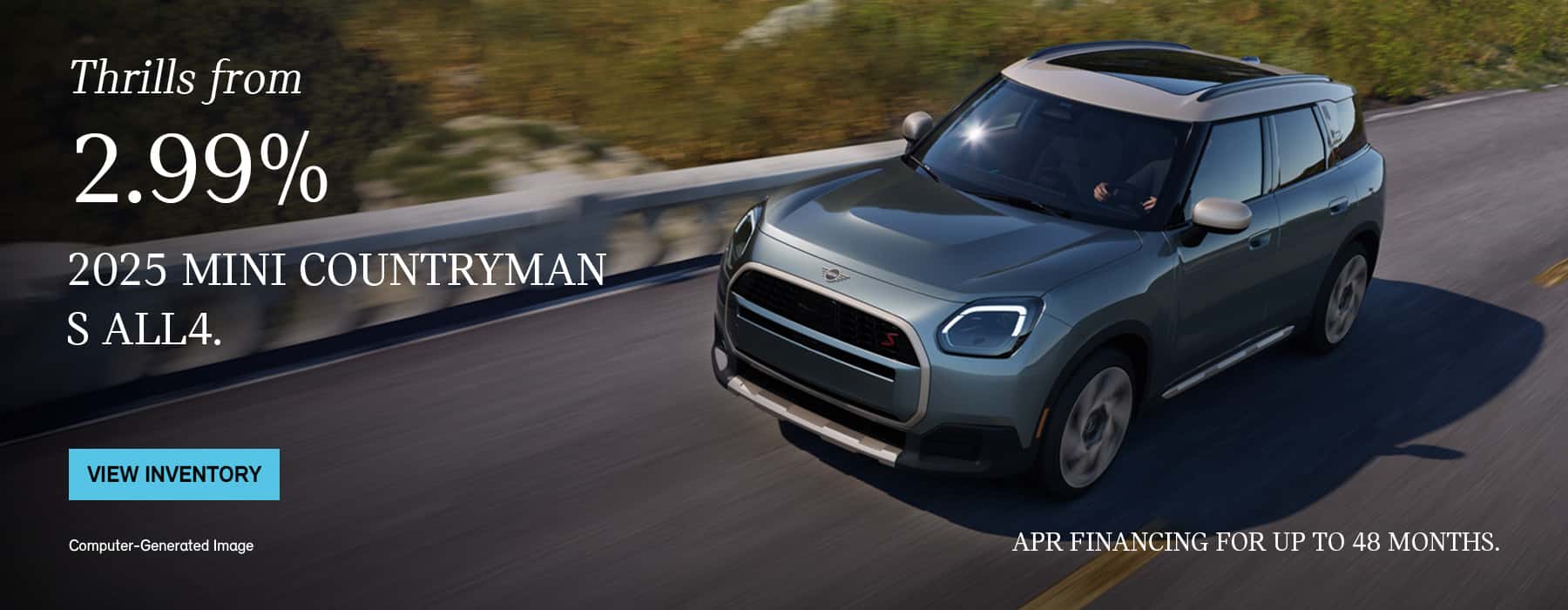 Countryman S ALL4 driving down a street.