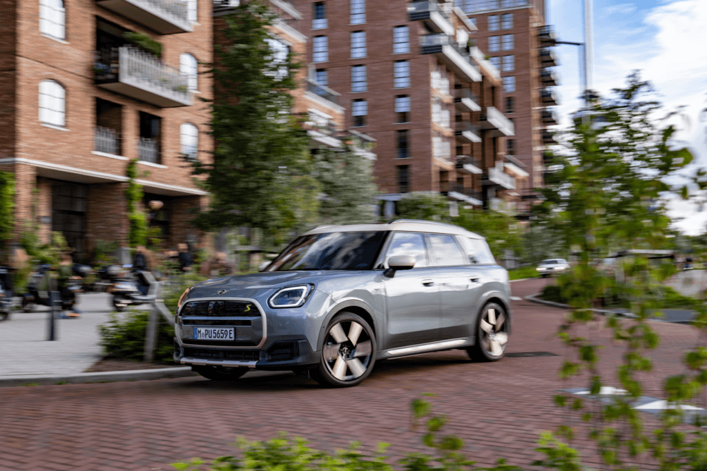 A parked MINI EV