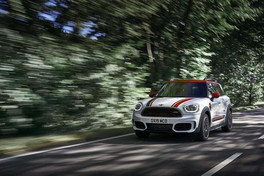 A MINI John Cooper Works model on the road