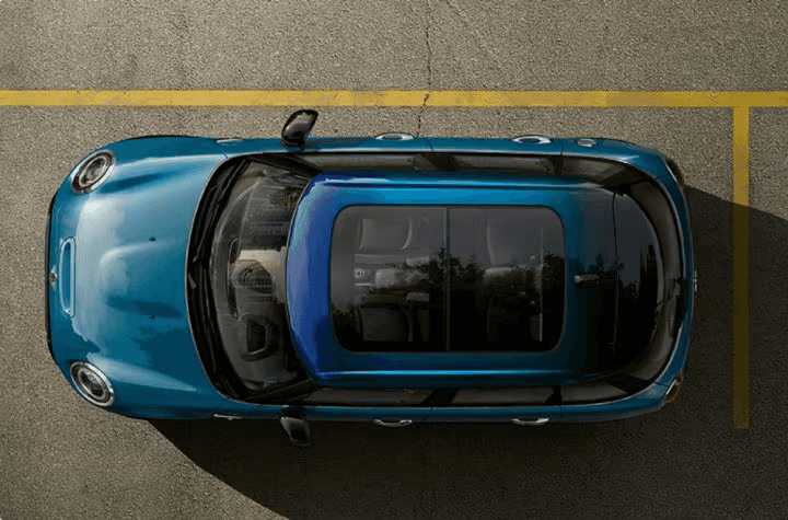 Top-down view of a MINI Cooper model