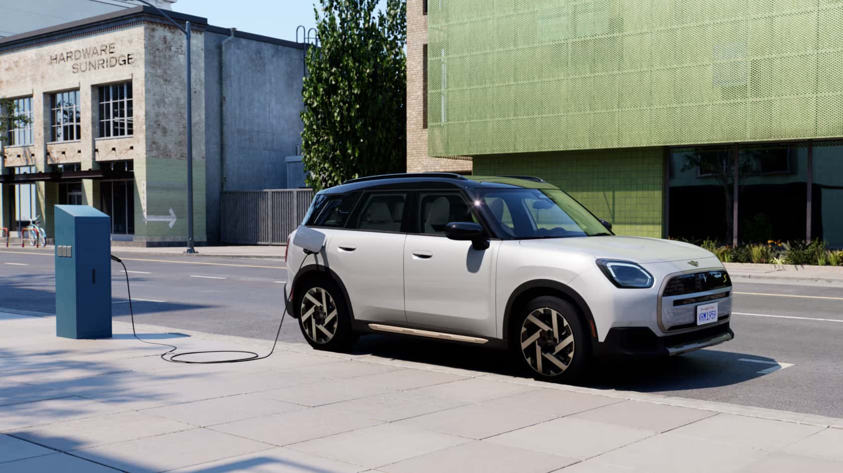 MINI EV charging in the city