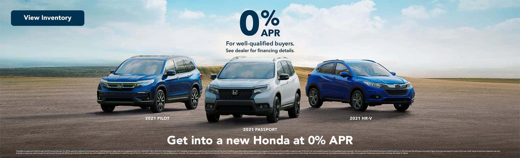 0% APR For well-qualified buyers., Get into a new Honda at 0% APR.