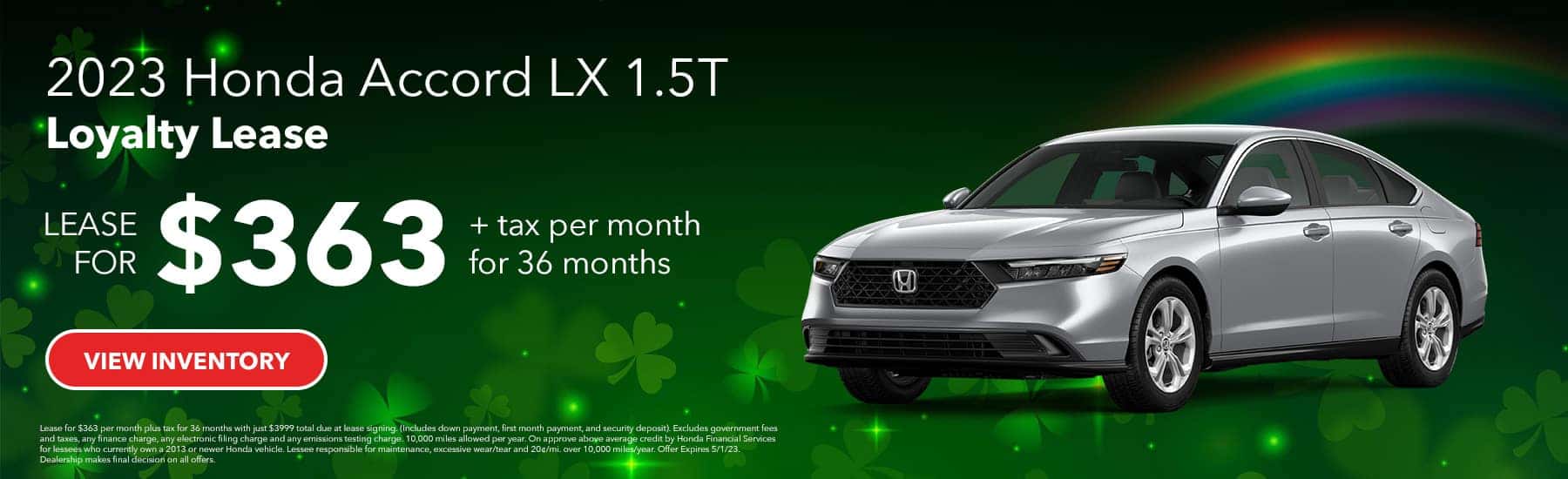 Lease for $363 + tax per month for 36 months