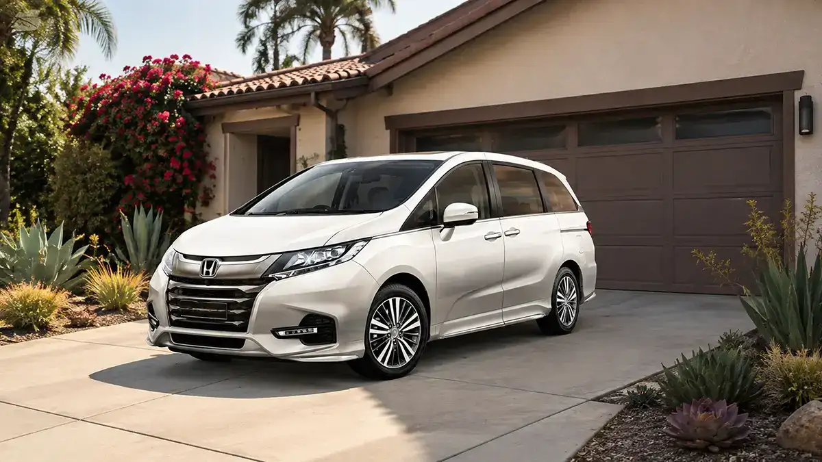 Honda Odyssey minivan parked in a residential driveway
