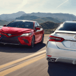 Red and White 2020 Toyota Camry