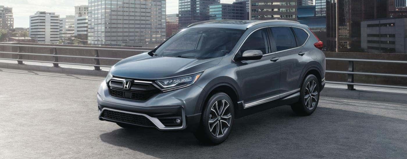 Silver 2020 Honda CR-V Touring parked in a city