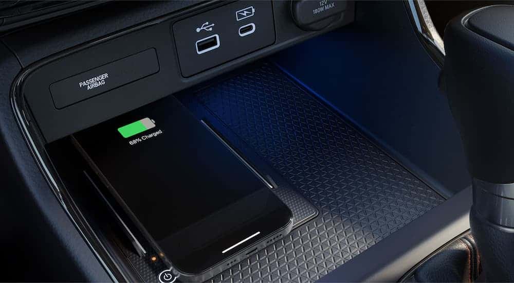Phone charging in the center console in a 2025 Honda CR-V