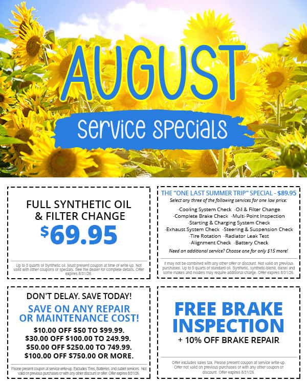 August Service Specials