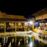 El Encanto Mexican restaurants outdoor patio next to a pond