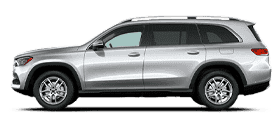 Side view of a silver Mercedes-Benz GLS SUV
