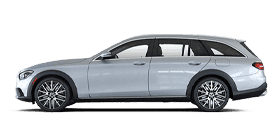 Side view of a silver Mercedes-Benz E-Class wagon vehicle.