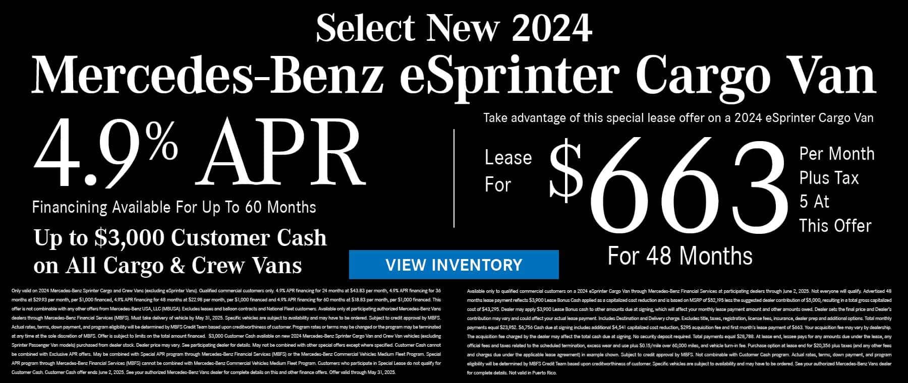 May eSprinter APR Offer