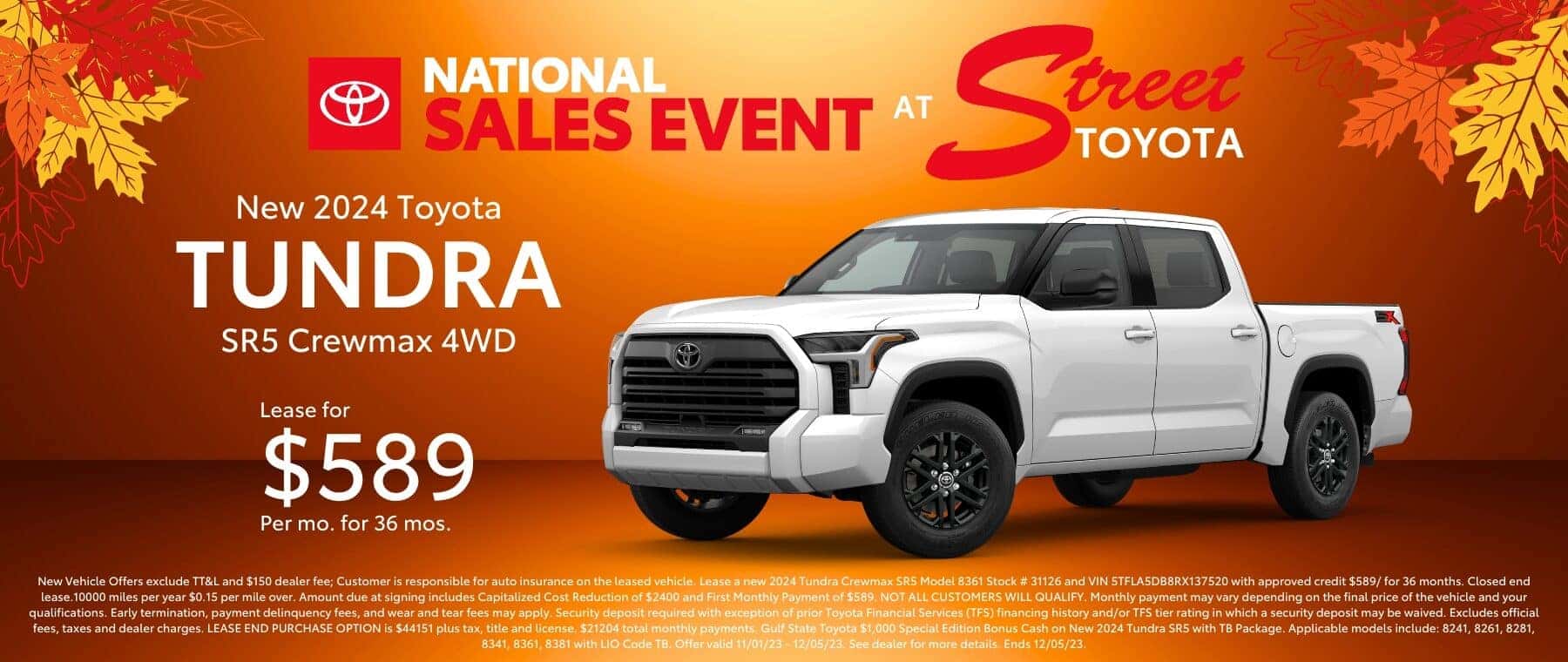 October Tundra Lease Promotion Banner – Desktop