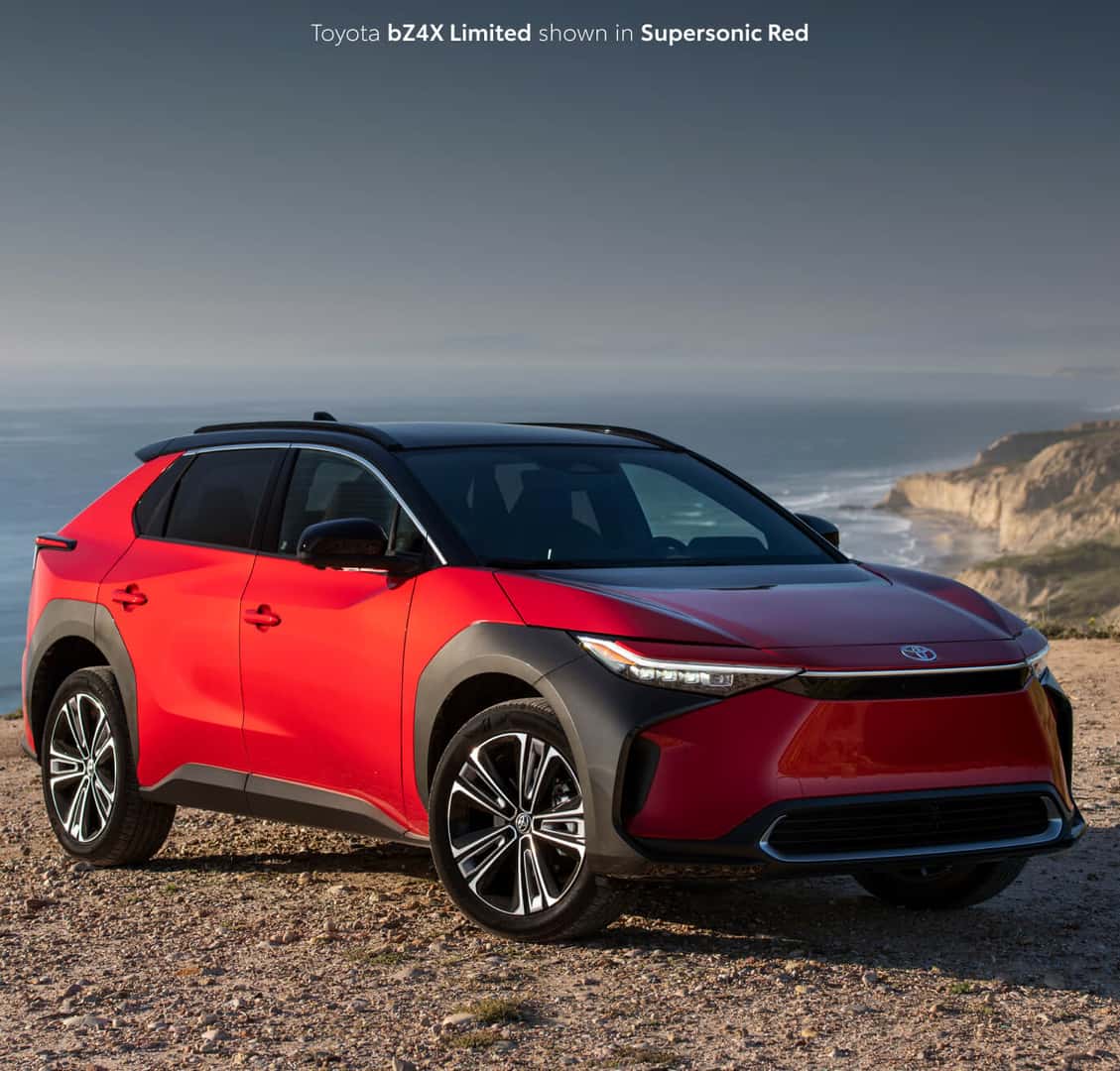 Toyota bZ4X Limited shown in Supersonic Red