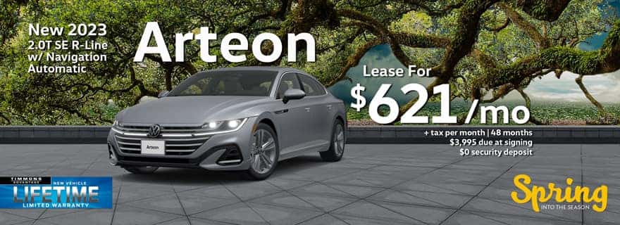 Special lease offer on Arteon at Timmons Volkswagen Long Beach