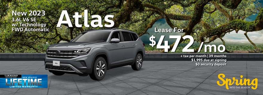 Special lease offer on 2023 Atlas at Timmons Volkswagen Long Beach