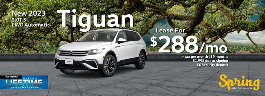 Special lease offer on a new Tiguan at Timmons VW in Long Beach