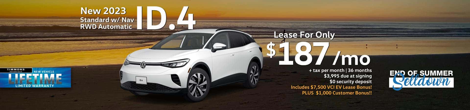 Special lease offer on Volkswagen ID.4 at Timmons VW of Long Beach
