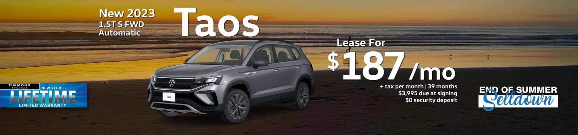 Special lease offer on Volkswagen Taos at Timmons VW of Long Beach