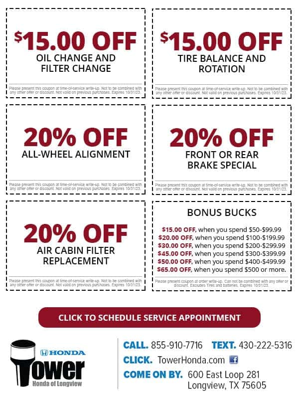 Auto Service Specials | Tower Honda of Longview near Tyler