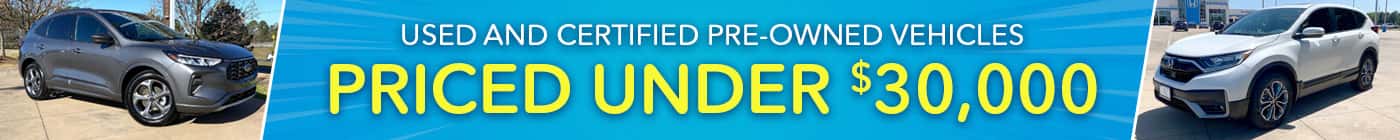 Used vehicles under $30k