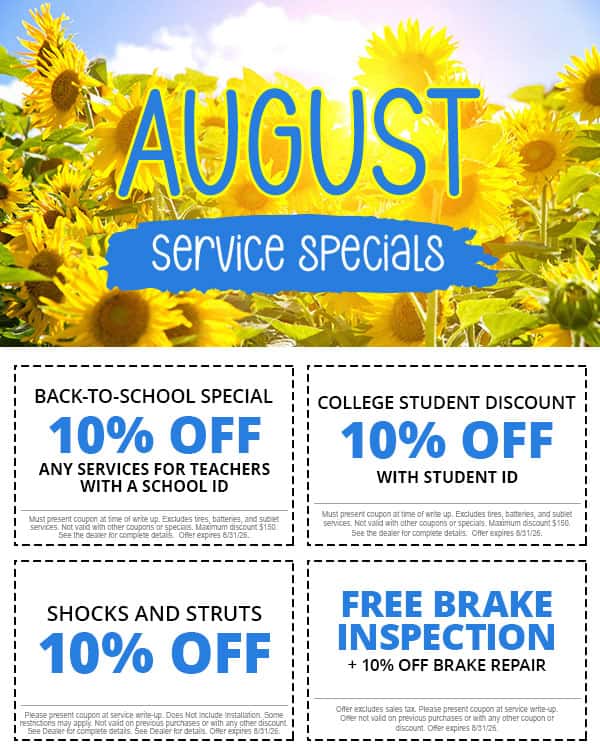August Service Specials
