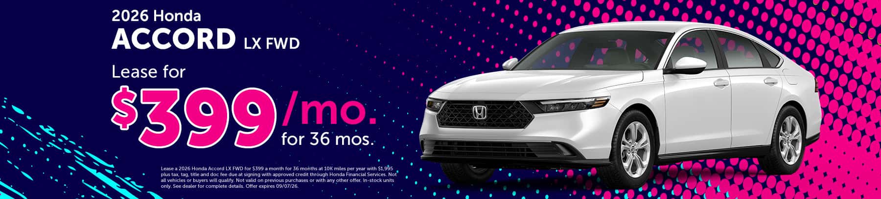 2026 Accord for $399 a month