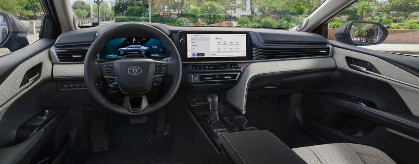 Black and gray dash in a 2025 Toyota Camry.