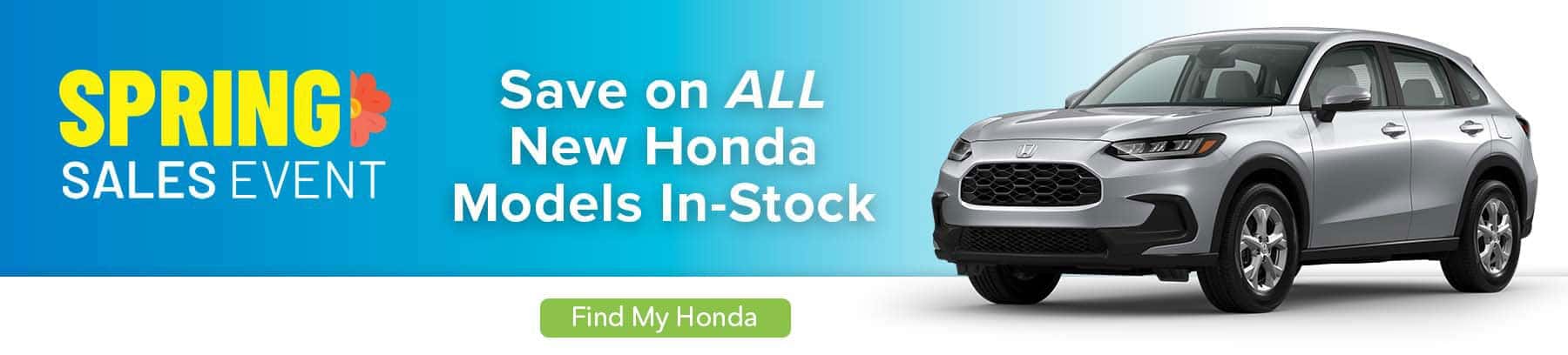 Spring Sale Honda on a blue background