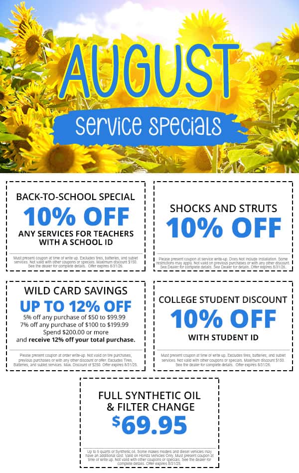 August Service Specials