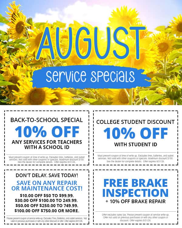 August Service Specials