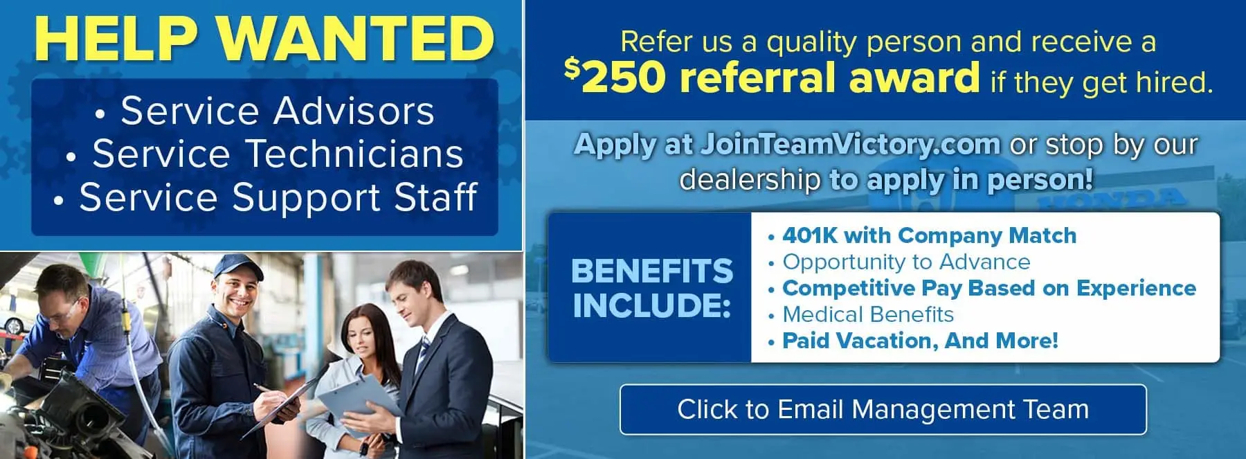 Help Wanted - $250 referral award