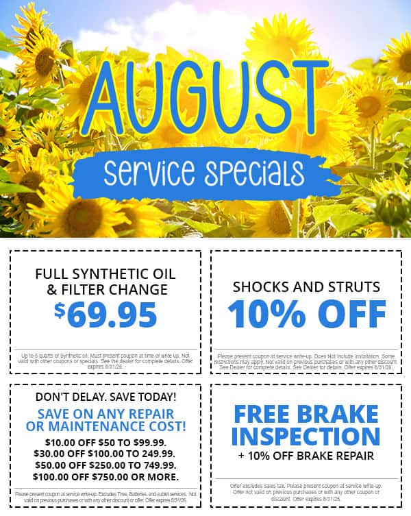 August Service Specials